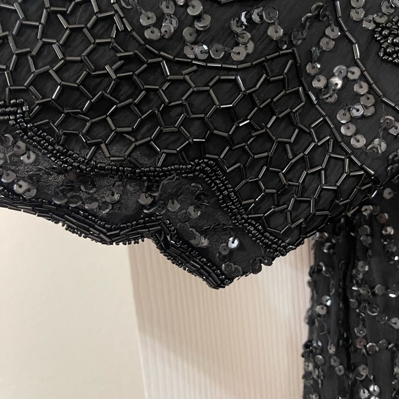 Vintage Sequin Dress XL Sequin 100% Silk Cocktail Shift  Evening - Picture 8 of 9